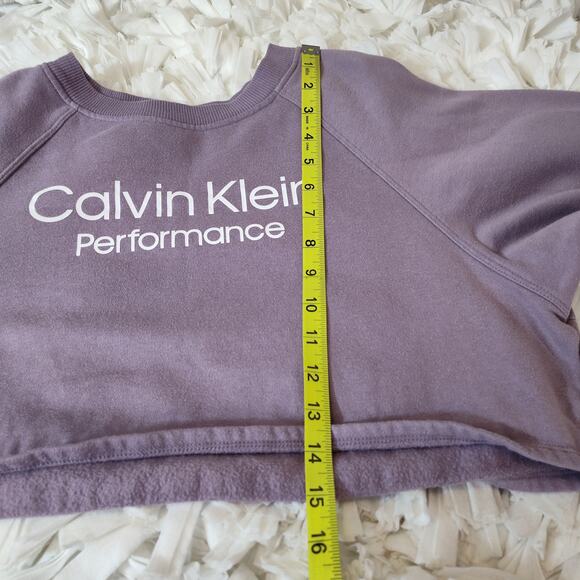 CALVIN KLEIN PERFORMANCE CROPPED SWEATSHIRT SMALL PULLOVER LONG SLEEVES PURPLE - Picture 13 of 14
